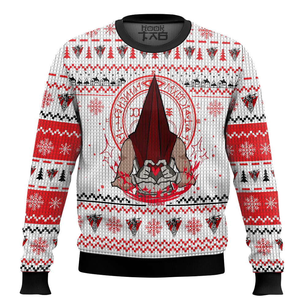 Hooktab Red Pyramid Thing Silent Hill Ugly Christmas Sweater Hooktab Red Pyramid Thing Silent Hill Ugly Christmas Sweater