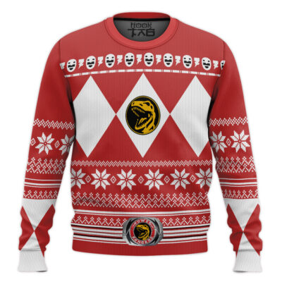 Red Ranger Mighty Morphin Power Ranger Ugly Christmas Sweater
