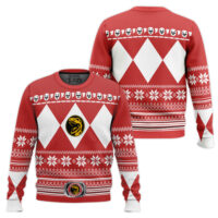Hooktab Red Ranger Mighty Morphin Power Ranger Ugly Christmas Sweater