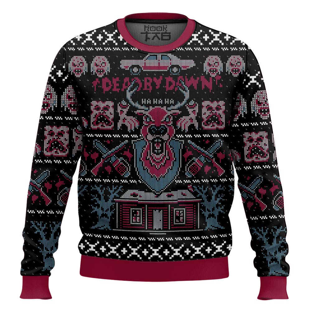 Hooktab Red Threat Dead By Dawn Ugly Christmas Sweater Hooktab Red Threat Dead By Dawn Ugly Christmas Sweater