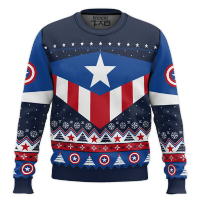 Red White And Blue Captain America Ugly Christmas Sweater