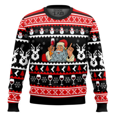 Red Wine Santa Ugly Christmas Sweater