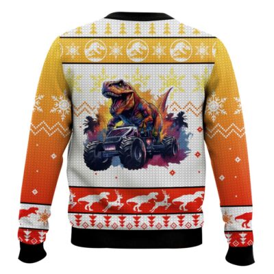 Hooktab Retro T-rex Jurassic Park Ugly Christmas Sweater