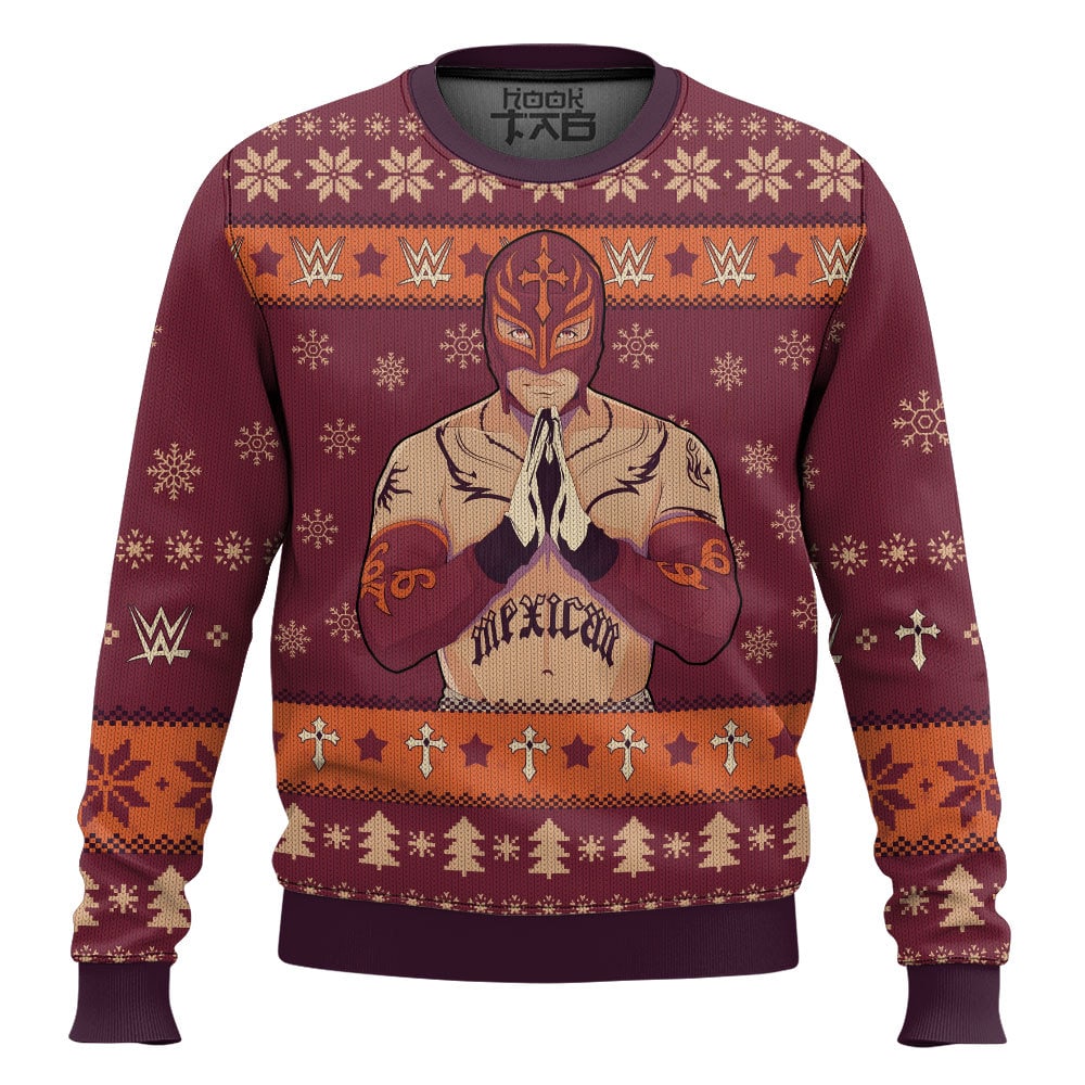 Hooktab Rey Mysterio Rubio WWE Ugly Christmas Sweater Hooktab Rey Mysterio Rubio WWE Ugly Christmas Sweater