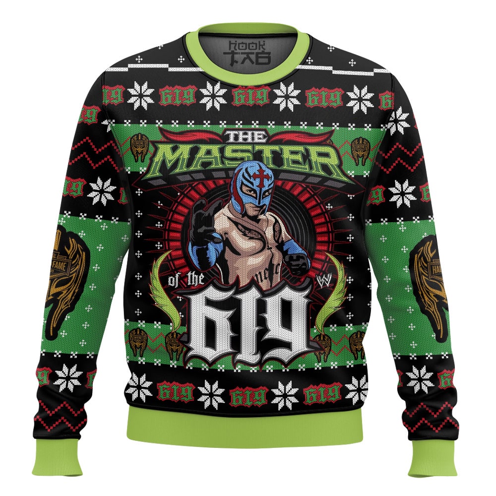 Hooktab Rey Mysterio The Master Of The 619 WWE Ugly Christmas Sweater Hooktab Rey Mysterio The Master Of The 619 WWE Ugly Christmas Sweater