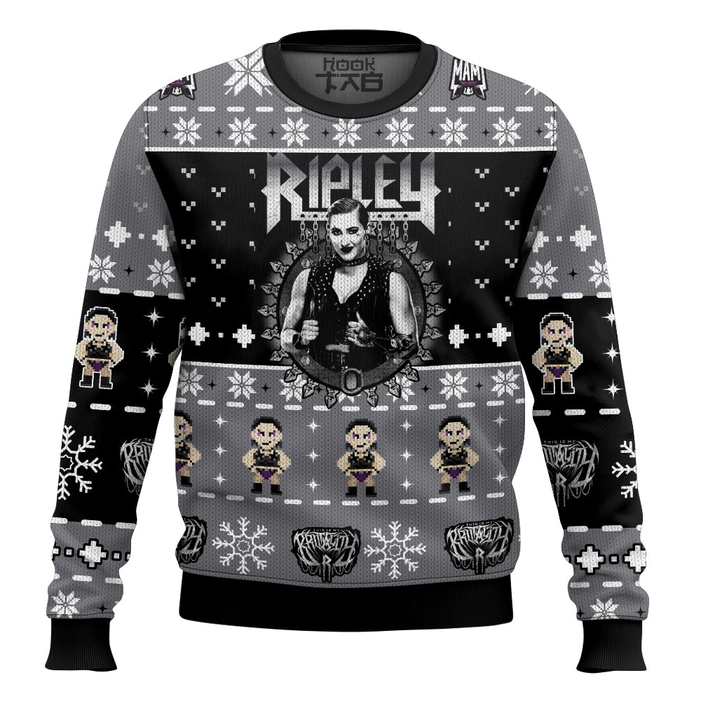 Hooktab Rhea Ripley WWE Ugly Christmas Sweater Hooktab Rhea Ripley WWE Ugly Christmas Sweater