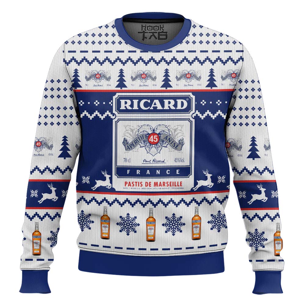 Hooktab Ricard Pastis De Marseille Ugly Christmas Sweater Hooktab Ricard Pastis De Marseille Ugly Christmas Sweater