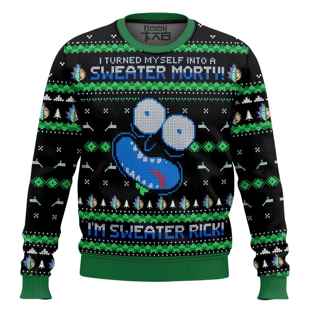 Hooktab Rick And Morty I Turned Myself Into A Sweater Morty Ugly Christmas Sweater Hooktab Rick And Morty I Turned Myself Into A Sweater Morty Ugly Christmas Sweater