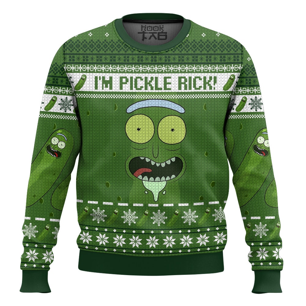 Hooktab Rick And Morty I'm Pickle Rick Ugly Christmas Sweater Hooktab Rick And Morty I'm Pickle Rick Ugly Christmas Sweater