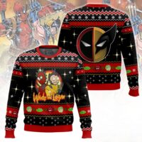 Hooktab Rick And Morty In Deadpool Multiverse Ugly Christmas Sweater
