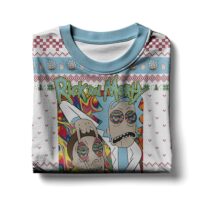 Hooktab Rick And Morty In Mushroom Tripping Ugly Christmas Sweater