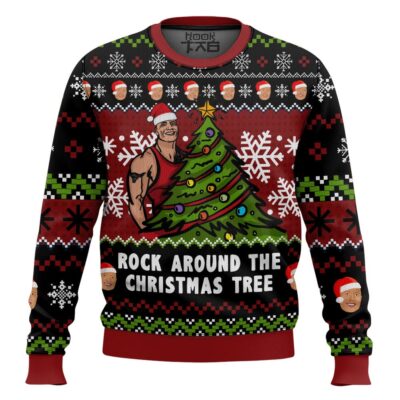 Rock Around The Xmas Tree WWE Ugly Christmas Sweater