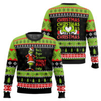 Hooktab Rock Paper Scissors I Win Grinch Ugly Christmas Sweater