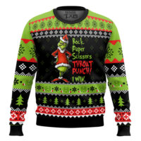 Hooktab Rock Paper Scissors I Win Grinch Ugly Christmas Sweater