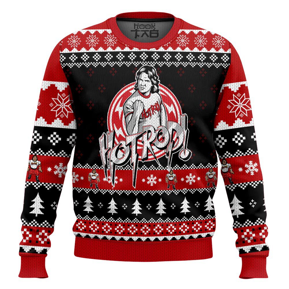 Hooktab Roddy Piper Hot Rop WWE Ugly Christmas Sweater Hooktab Roddy Piper Hot Rop WWE Ugly Christmas Sweater
