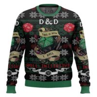 Hooktab Roll Initiative Dungeons & Dragons Ugly Christmas Sweater