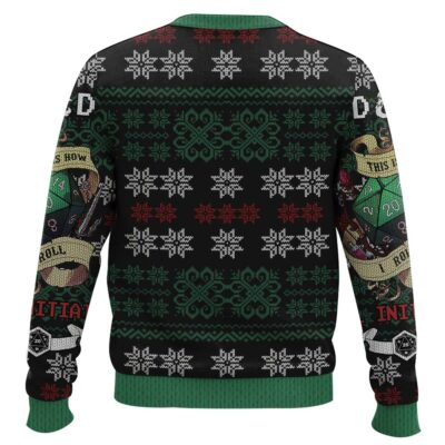 Hooktab Roll Initiative Dungeons & Dragons Ugly Christmas Sweater