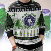 Hooktab Rolling Rock Premium Beer Ugly Christmas Sweater
