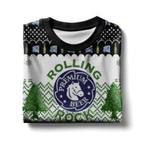 Hooktab Rolling Rock Premium Beer Ugly Christmas Sweater