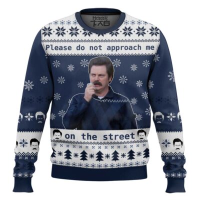 Ron Swanson Do Not Approach Me Parks And Recreation Ugly Christmas Sweater