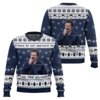 Hooktab Ron Swanson Do Not Approach Me Parks And Recreation Ugly Christmas Sweater