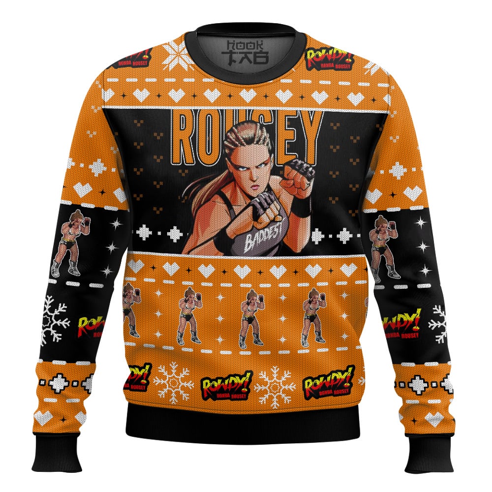 Hooktab Ronda Rousey WWE Ugly Christmas Sweater Hooktab Ronda Rousey WWE Ugly Christmas Sweater