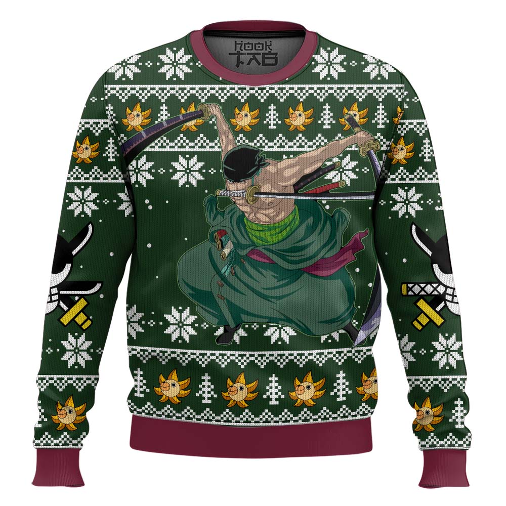 Hooktab Roronoa Zoro One Piece Ugly Christmas Sweater Hooktab Roronoa Zoro One Piece Ugly Christmas Sweater