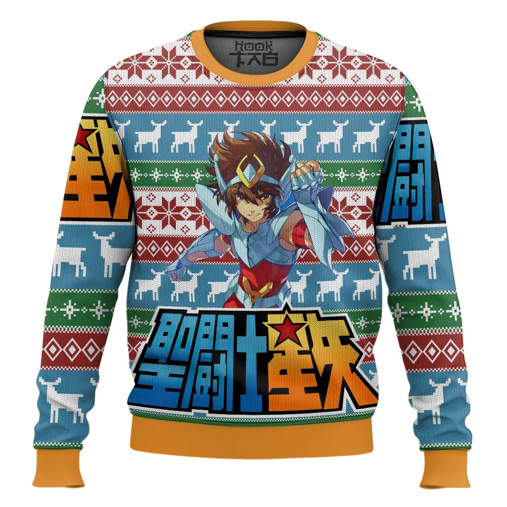 Hooktab Saint Seiya Ugly Christmas Sweater Hooktab Saint Seiya Ugly Christmas Sweater