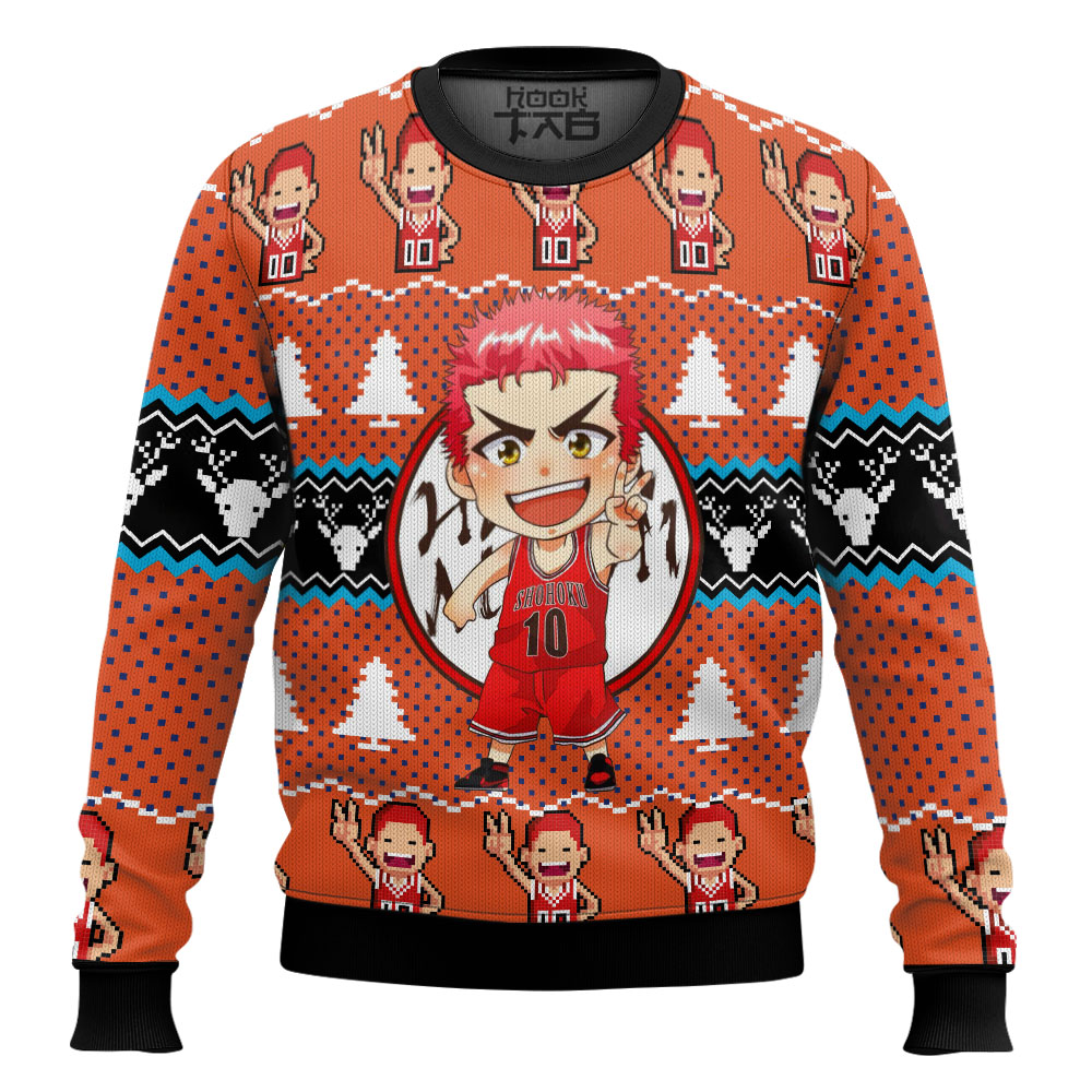 Hooktab Sakuragi Hanamichi Slam Dunk Ugly Christmas Sweater Hooktab Sakuragi Hanamichi Slam Dunk Ugly Christmas Sweater