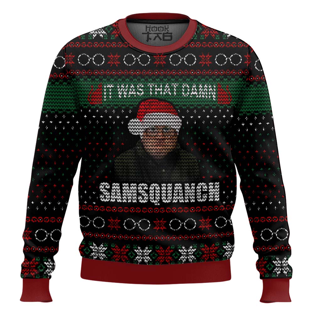 Hooktab Samsquanch Trailer Park Boys Ugly Christmas Sweater Hooktab Samsquanch Trailer Park Boys Ugly Christmas Sweater
