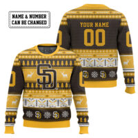 Hooktab San Diego Padres - Custom Name And Number Ugly Sweater