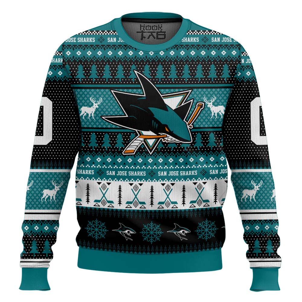 Hooktab San Jose Sharks - Custom Name And Number Ugly Sweater Hooktab San Jose Sharks - Custom Name And Number Ugly Sweater