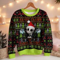 Hooktab Sandy Claws Jack Skellington Ugly Christmas Sweater