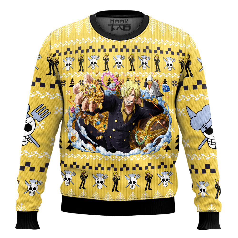 Hooktab Sanji One Piece Ugly Christmas Sweater Hooktab Sanji One Piece Ugly Christmas Sweater