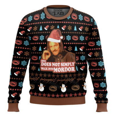 Santa Boromir Does Not Simply Walk Into Mordor The Lord Of The Rings Ugly Christmas Sweater