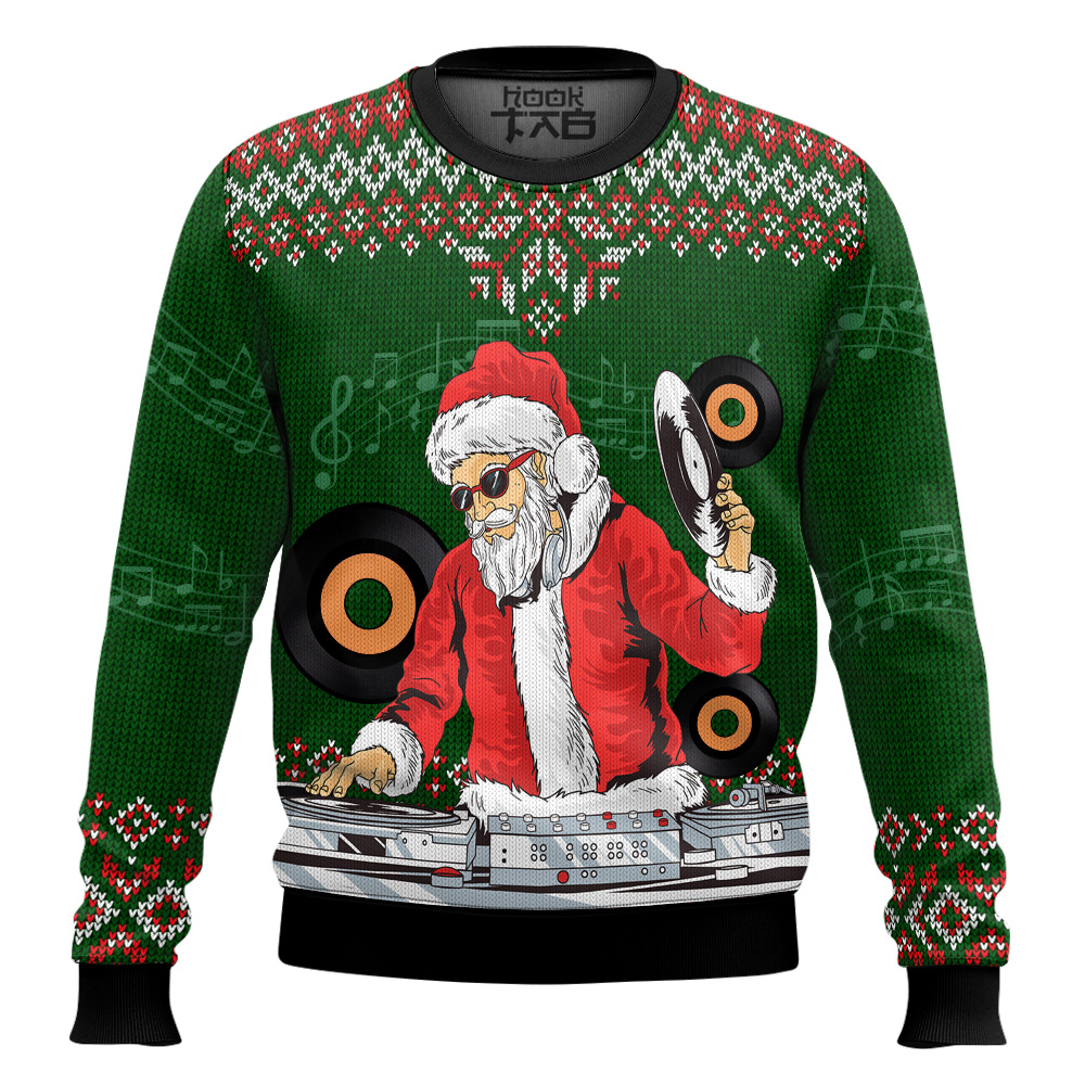 Hooktab Santa Claus DJ Ugly Christmas Sweater Hooktab Santa Claus DJ Ugly Christmas Sweater