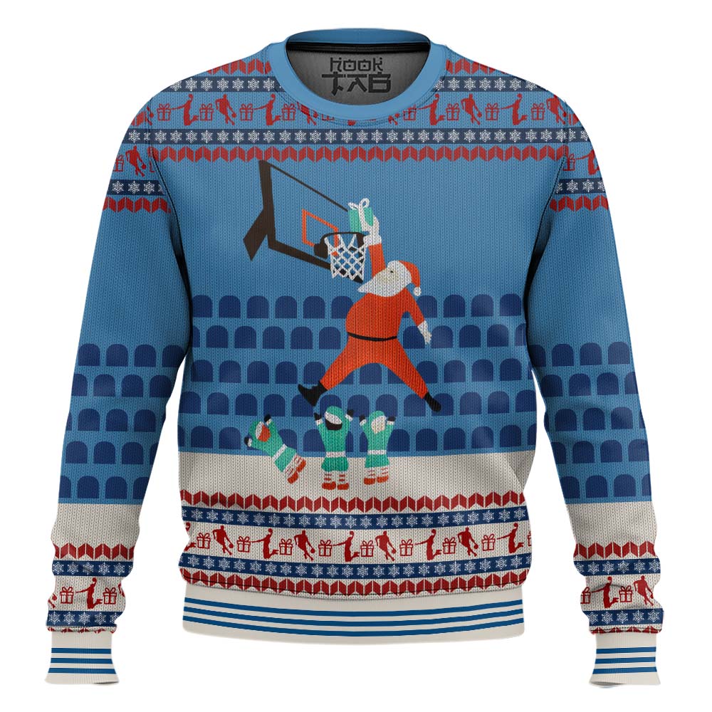 Hooktab Santa Claus Dunking Ugly Christmas Sweater Hooktab Santa Claus Dunking Ugly Christmas Sweater