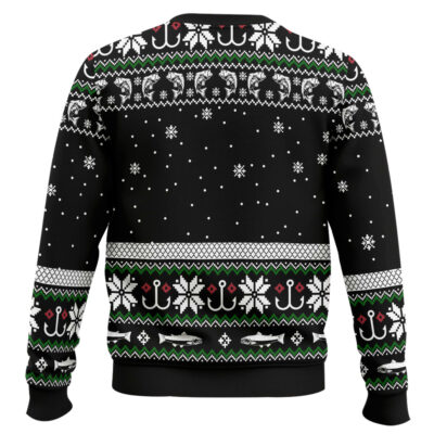 Hooktab Santa Claus Fishing Ugly Christmas Sweater