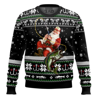Santa Claus Fishing Ugly Christmas Sweater