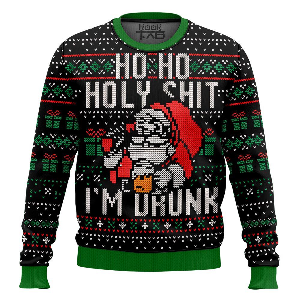 Hooktab Santa Claus Ho Ho Holy Shit I'm Drunk Ugly Christmas Sweater Hooktab Santa Claus Ho Ho Holy Shit I'm Drunk Ugly Christmas Sweater