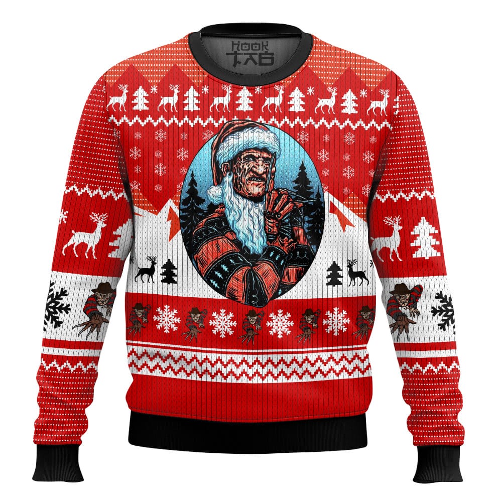 Hooktab Santa Freddy Krueger A Nightmare On Elm Street Ugly Christmas Sweater Hooktab Santa Freddy Krueger A Nightmare On Elm Street Ugly Christmas Sweater