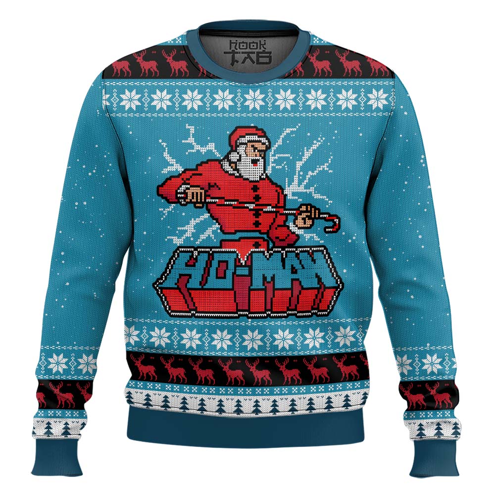 Hooktab Santa Ho-Man Ugly Christmas Sweater Hooktab Santa Ho-Man Ugly Christmas Sweater