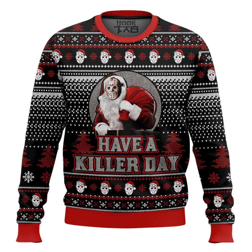 Hooktab Santa Jason Voorhees Have A Killer Day Ugly Christmas Sweater Hooktab Santa Jason Voorhees Have A Killer Day Ugly Christmas Sweater