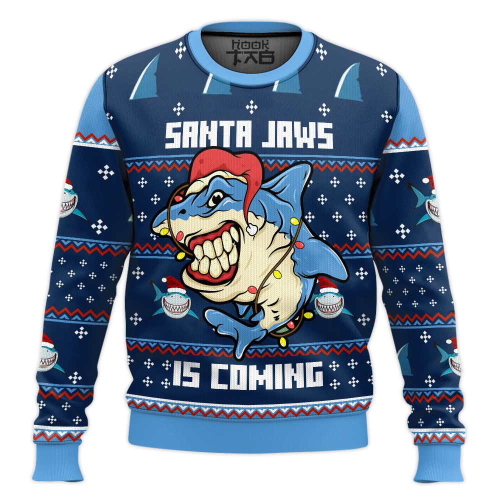 Hooktab Santa Jaws Is Coming For You Ugly Christmas Sweater Hooktab Santa Jaws Is Coming For You Ugly Christmas Sweater