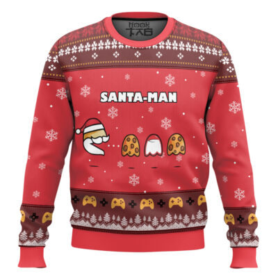 Santa-man Pac-man Santa Ugly Christmas Sweater