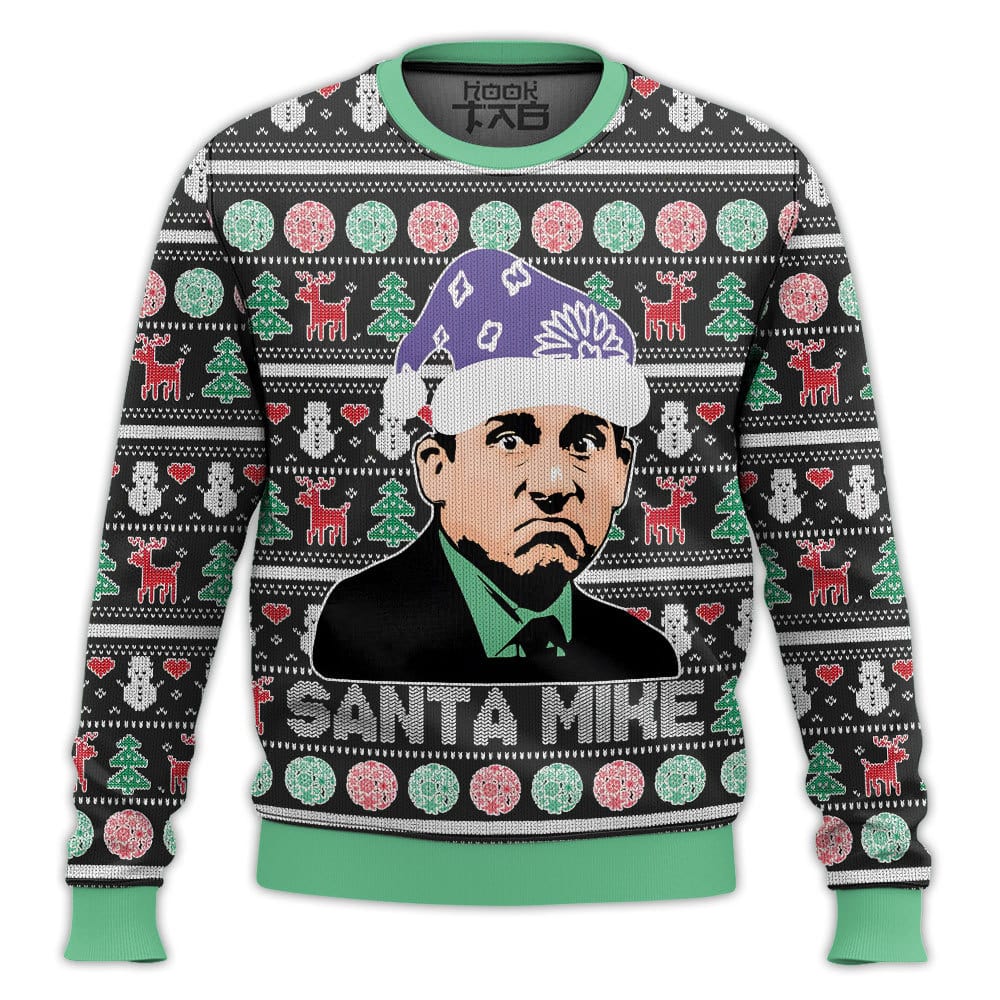 Hooktab Santa Mike Scott The Office Ugly Christmas Sweater Hooktab Santa Mike Scott The Office Ugly Christmas Sweater