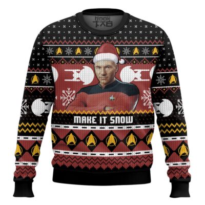 Santa Picard Majke It Snow Star Trek Ugly Christmas Sweater