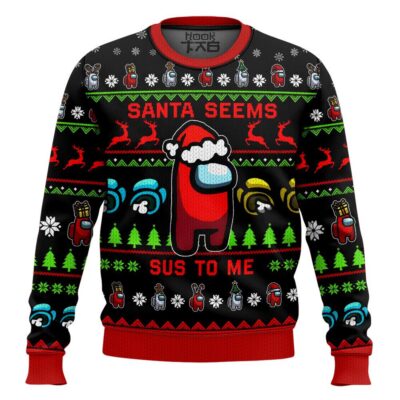 Santa Seems Sus To Me Among Us Ugly Christmas Sweater