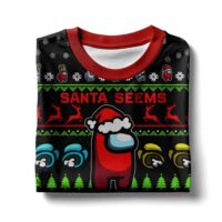 Hooktab Santa Seems Sus To Me Among Us Ugly Christmas Sweater