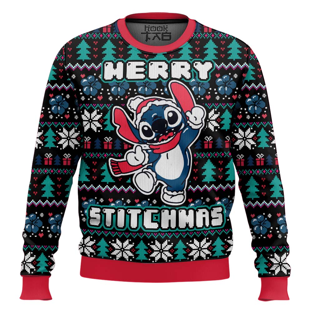 Hooktab Santa Stitch Merry Stitchmas Lilo And Stitch Ugly Christmas Sweater Hooktab Santa Stitch Merry Stitchmas Lilo And Stitch Ugly Christmas Sweater
